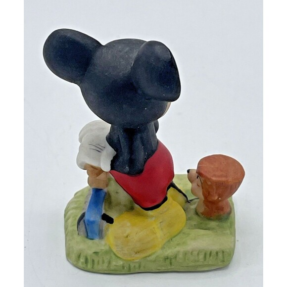 Vintage Walt Disney Mickey Mouse W/Hedgehog Figurine Mowing Lawn Taiwan 2.5” - Picture 5 of 11